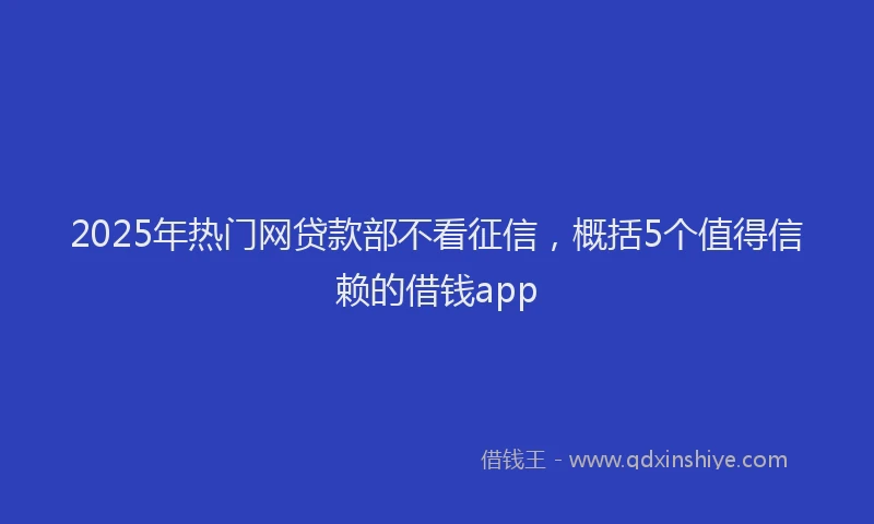 2025年热门网贷款部不看征信，概括5个值得信赖的借钱app