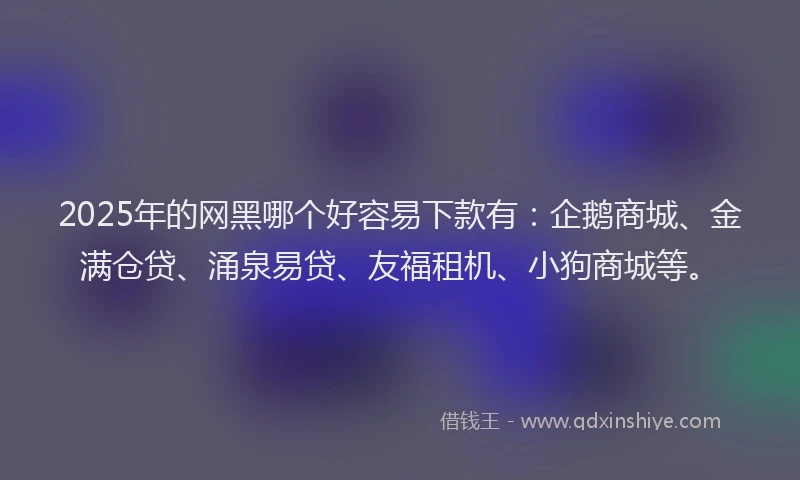 2025年的网黑哪个好容易下款有：企鹅商城、金满仓贷、涌泉易贷、友福租机、小狗商城等。