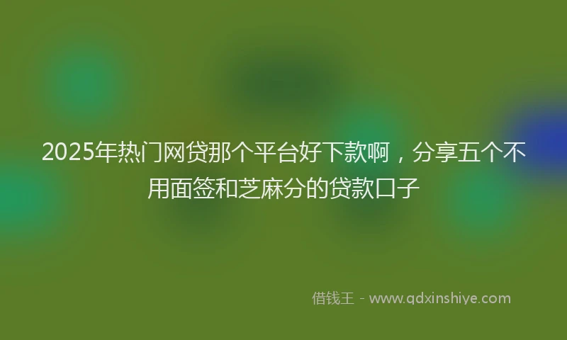 2025年热门网贷那个平台好下款啊，分享五个不用面签和芝麻分的贷款口子