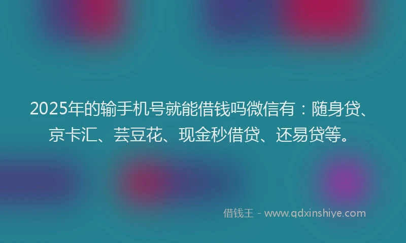 2025年的输手机号就能借钱吗微信有：随身贷、京卡汇、芸豆花、现金秒借贷、还易贷等。
