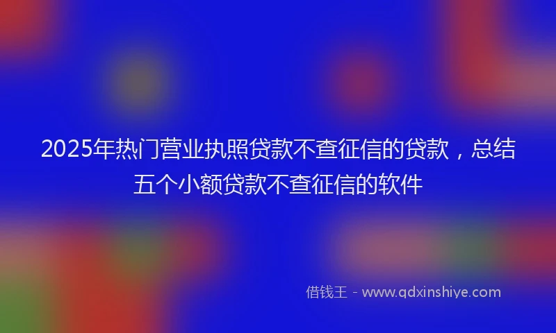 2025年热门营业执照贷款不查征信的贷款，总结五个小额贷款不查征信的软件