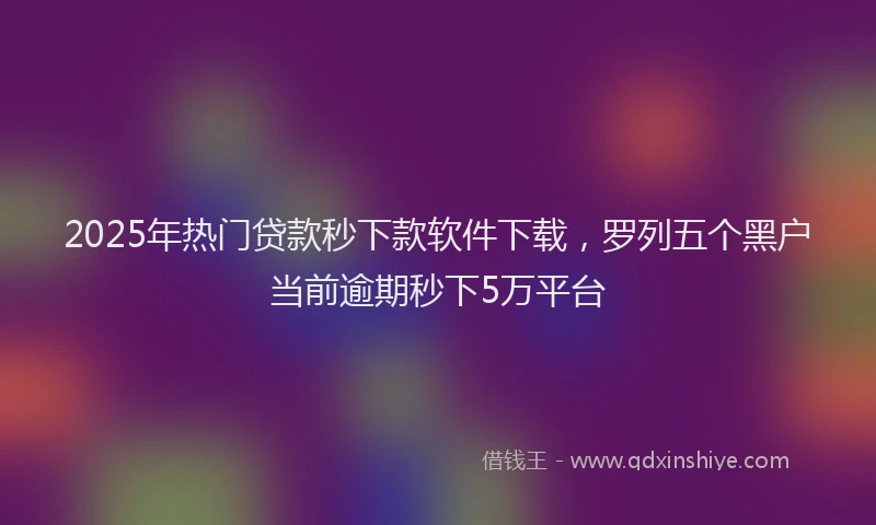 2025年热门贷款秒下款软件下载，罗列五个黑户当前逾期秒下5万平台