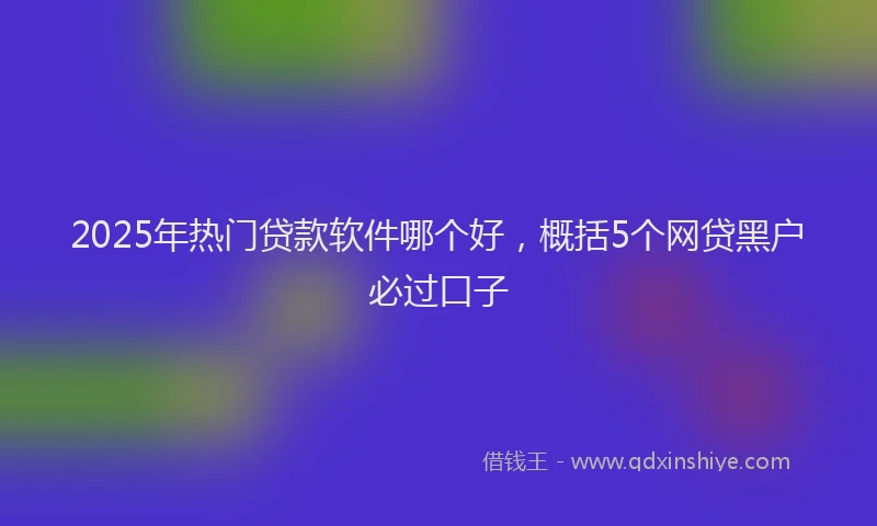 2025年热门贷款软件哪个好，概括5个网贷黑户必过口子