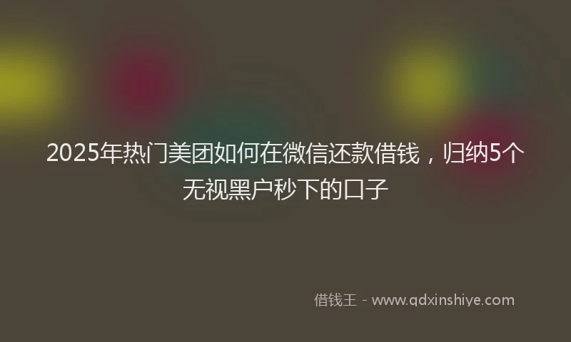 2025年热门美团如何在微信还款借钱，归纳5个无视黑户秒下的口子