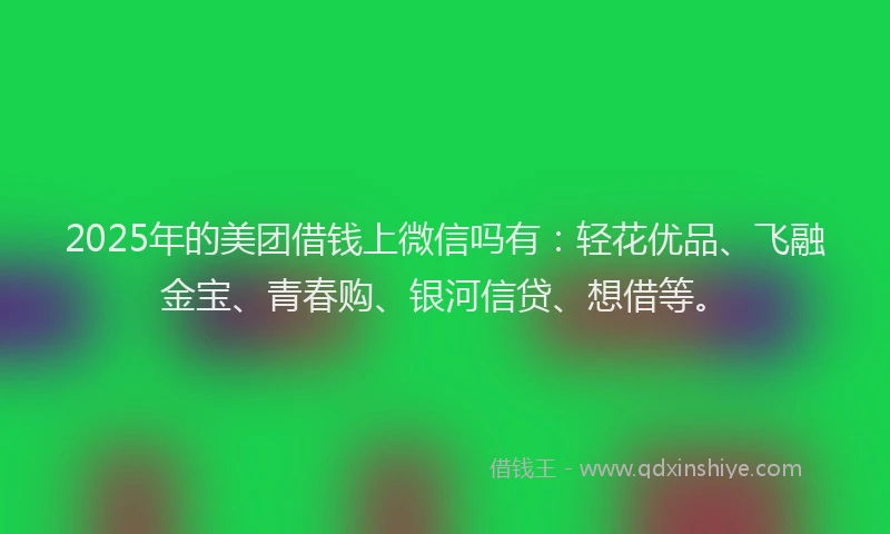 2025年的美团借钱上微信吗有：轻花优品、飞融金宝、青春购、银河信贷、想借等。