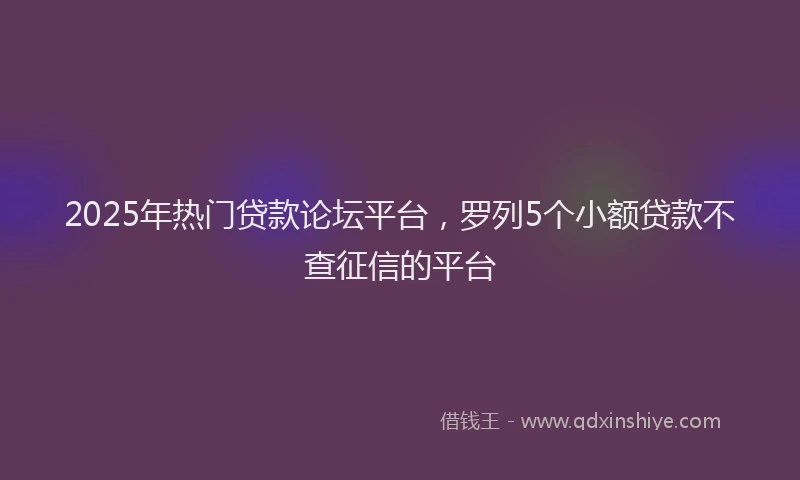 2025年热门贷款论坛平台，罗列5个小额贷款不查征信的平台