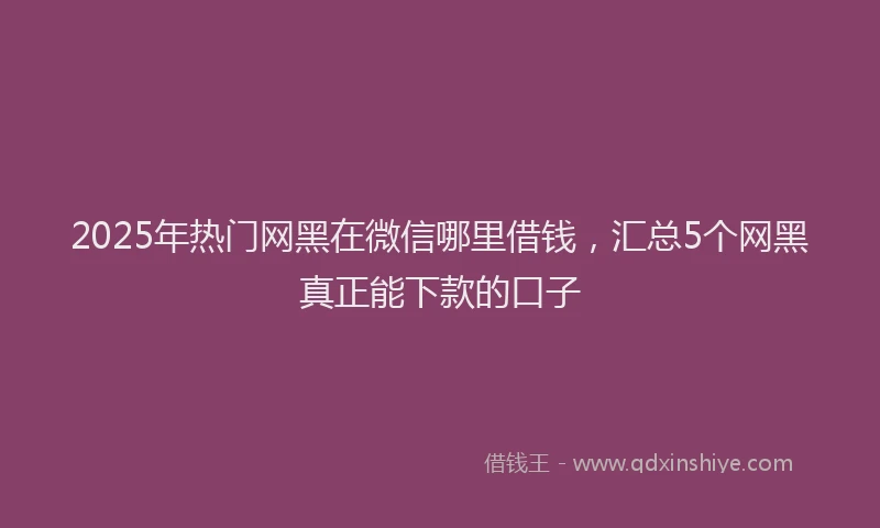 2025年热门网黑在微信哪里借钱，汇总5个网黑真正能下款的口子