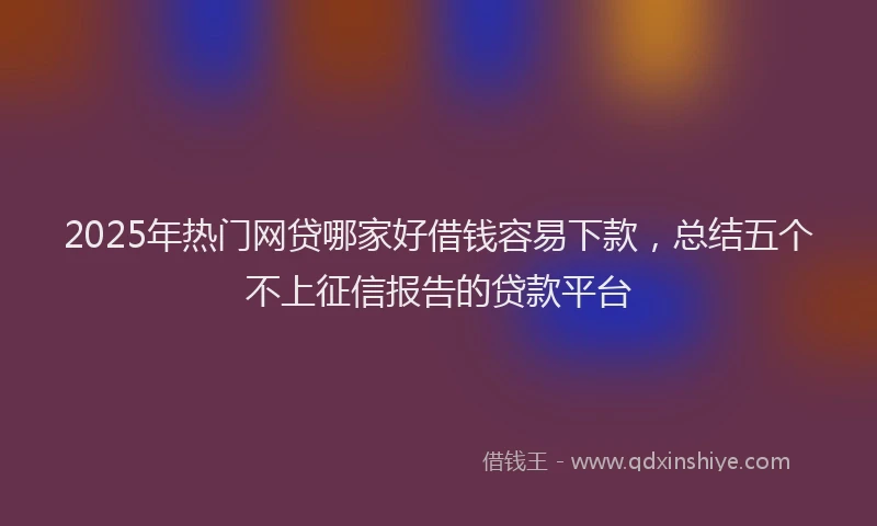 2025年热门网贷哪家好借钱容易下款，总结五个不上征信报告的贷款平台