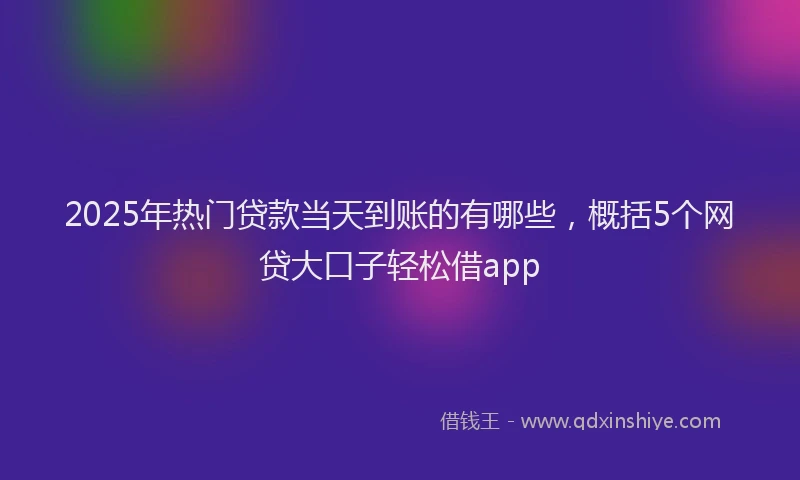 2025年热门贷款当天到账的有哪些，概括5个网贷大口子轻松借app