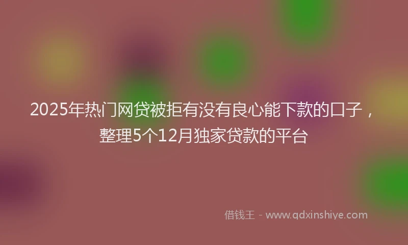 2025年热门网贷被拒有没有良心能下款的口子，整理5个12月独家贷款的平台