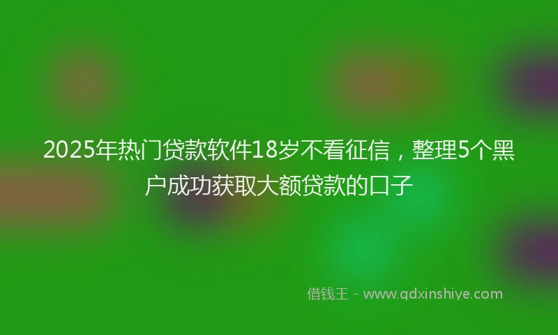 2025年热门贷款软件18岁不看征信，整理5个黑户成功获取大额贷款的口子