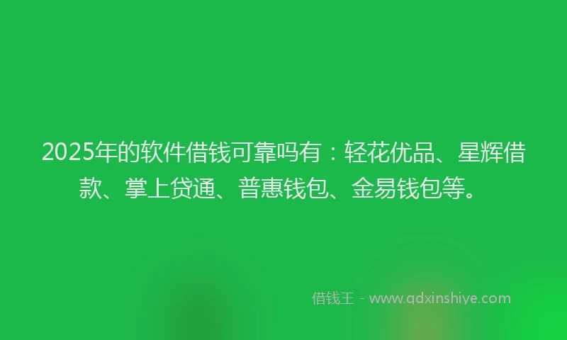 2025年的软件借钱可靠吗有：轻花优品、星辉借款、掌上贷通、普惠钱包、金易钱包等。