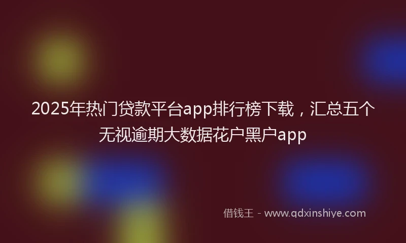 2025年热门贷款平台app排行榜下载，汇总五个无视逾期大数据花户黑户app