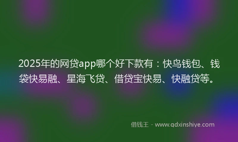 2025年的网贷app哪个好下款有：快鸟钱包、钱袋快易融、星海飞贷、借贷宝快易、快融贷等。