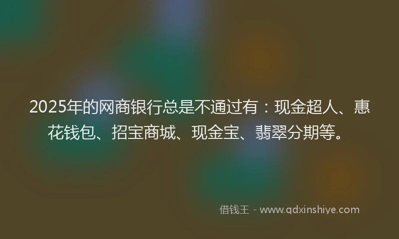 2025年的网商银行总是不通过有：现金超人、惠花钱包、招宝商城、现金宝、翡翠分期等。