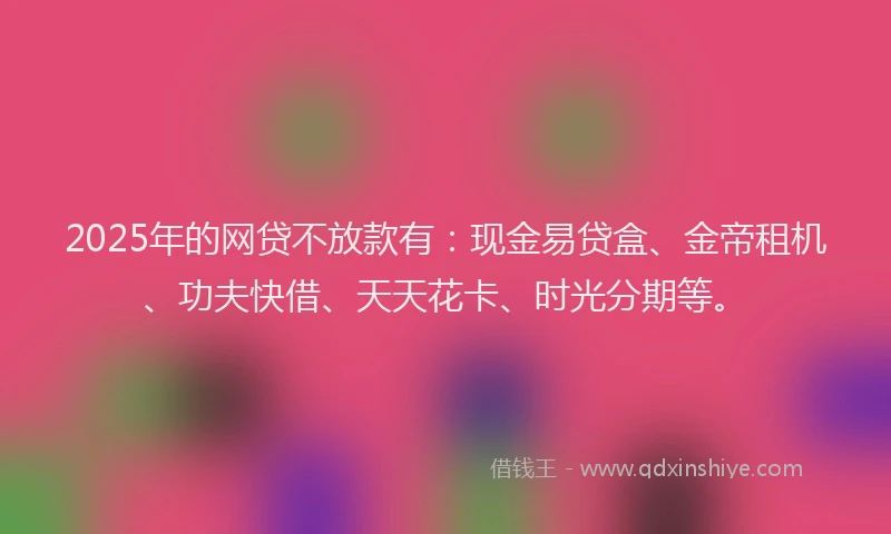 2025年的网贷不放款有：现金易贷盒、金帝租机、功夫快借、天天花卡、时光分期等。