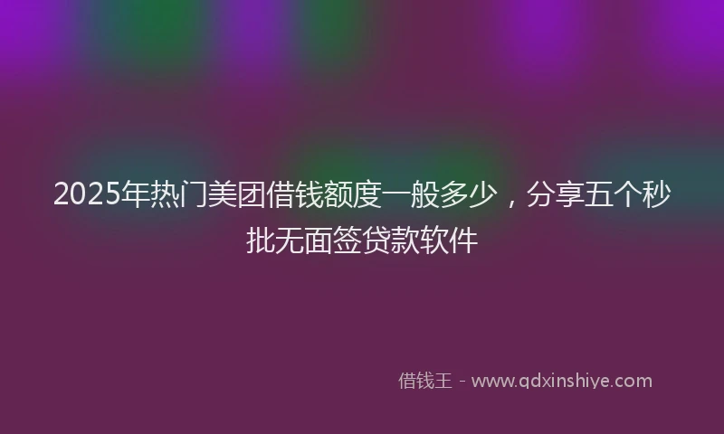 2025年热门美团借钱额度一般多少，分享五个秒批无面签贷款软件