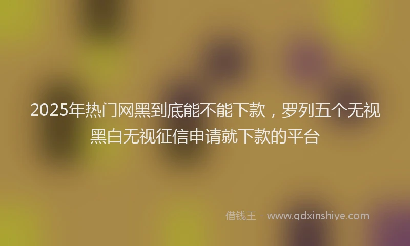 2025年热门网黑到底能不能下款，罗列五个无视黑白无视征信申请就下款的平台