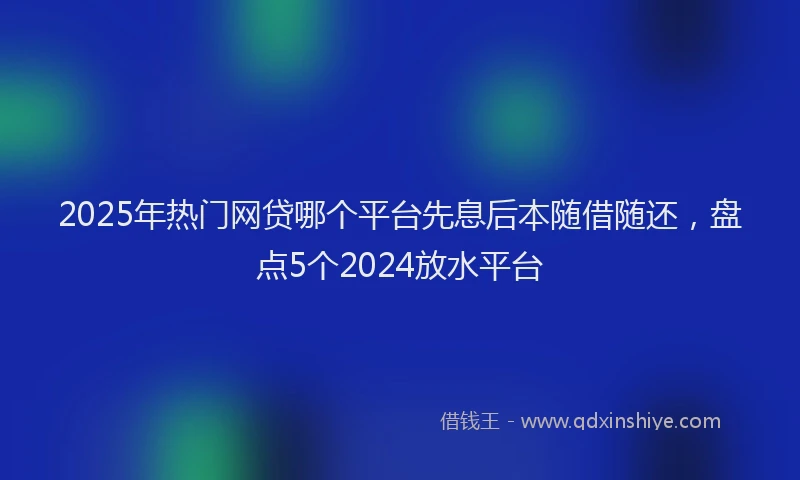 2025年热门网贷哪个平台先息后本随借随还，盘点5个2024放水平台