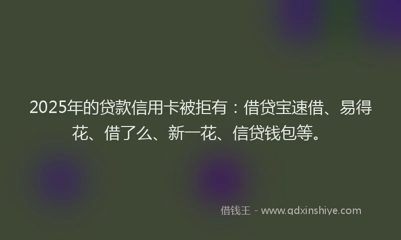 2025年的贷款信用卡被拒有：借贷宝速借、易得花、借了么、新一花、信贷钱包等。