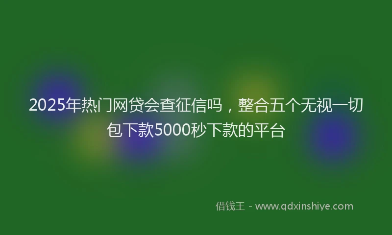 2025年热门网贷会查征信吗，整合五个无视一切包下款5000秒下款的平台