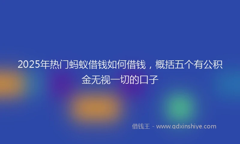 2025年热门蚂蚁借钱如何借钱，概括五个有公积金无视一切的口子