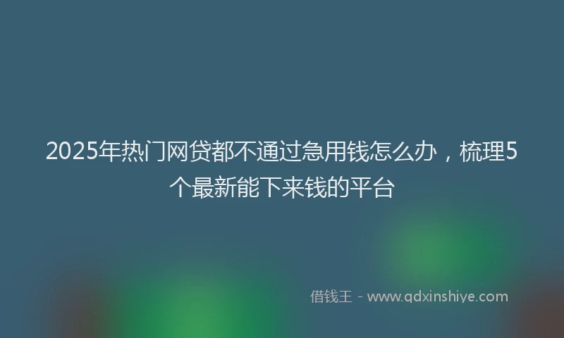 2025年热门网贷都不通过急用钱怎么办，梳理5个最新能下来钱的平台