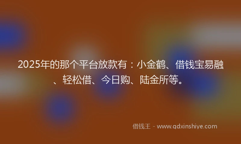 2025年的那个平台放款有：小金鹤、借钱宝易融、轻松借、今日购、陆金所等。