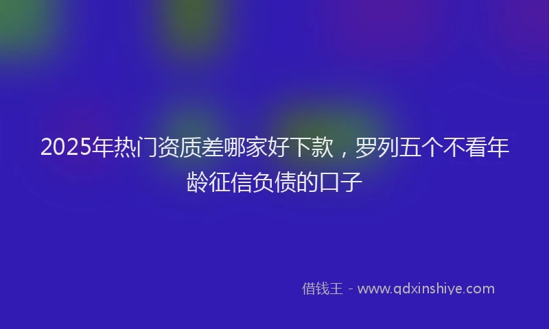 2025年热门资质差哪家好下款，罗列五个不看年龄征信负债的口子