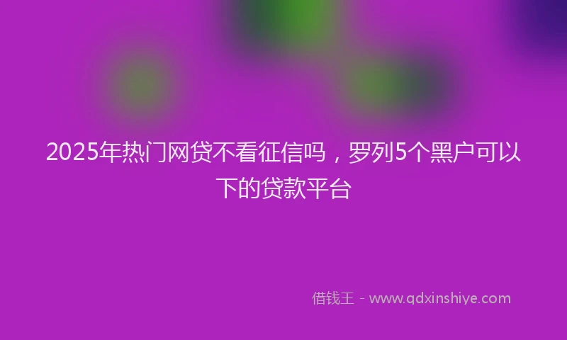 2025年热门网贷不看征信吗，罗列5个黑户可以下的贷款平台