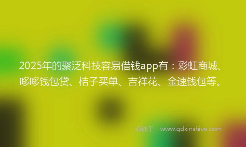 2025年的聚泛科技容易借钱app有：彩虹商城、哆哆钱包贷、桔子买单、吉祥花、金速钱包等。