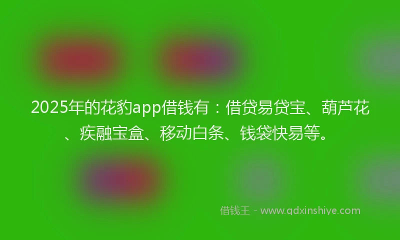 2025年的花豹app借钱有：借贷易贷宝、葫芦花、疾融宝盒、移动白条、钱袋快易等。