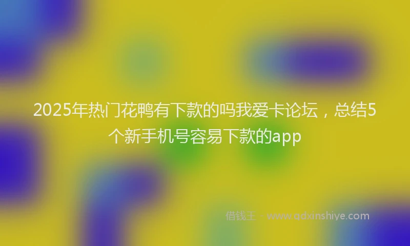 2025年热门花鸭有下款的吗我爱卡论坛，总结5个新手机号容易下款的app
