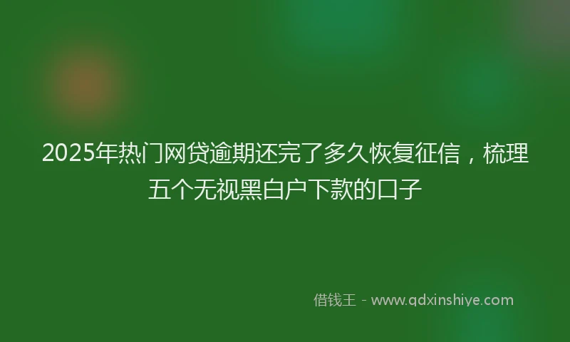 2025年热门网贷逾期还完了多久恢复征信，梳理五个无视黑白户下款的口子