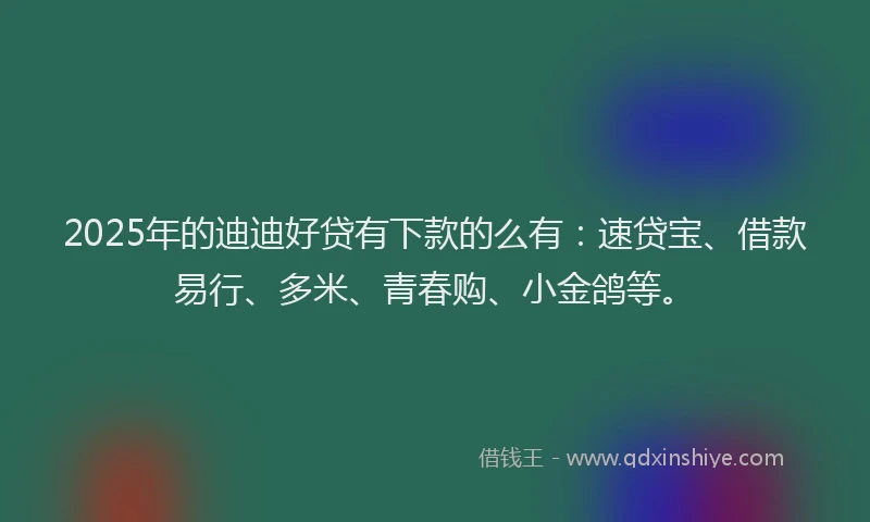 2025年的迪迪好贷有下款的么有：速贷宝、借款易行、多米、青春购、小金鸽等。