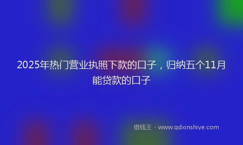 2025年热门营业执照下款的口子，归纳五个11月能贷款的口子