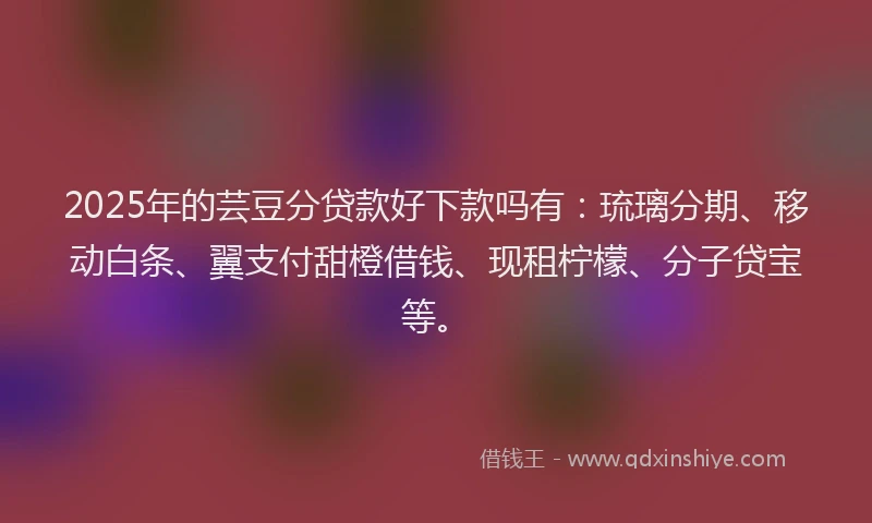 2025年的芸豆分贷款好下款吗有：琉璃分期、移动白条、翼支付甜橙借钱、现租柠檬、分子贷宝等。