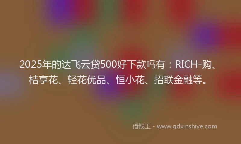 2025年的达飞云贷500好下款吗有：RICH-购、桔享花、轻花优品、恒小花、招联金融等。