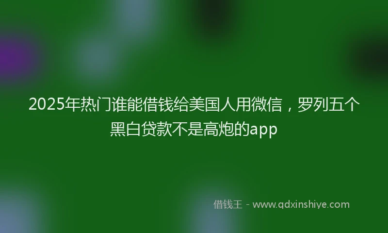 2025年热门谁能借钱给美国人用微信，罗列五个黑白贷款不是高炮的app