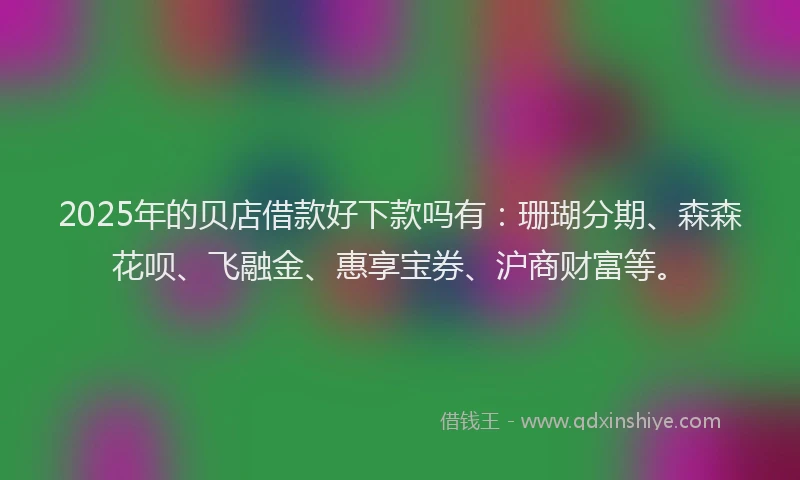 2025年的贝店借款好下款吗有：珊瑚分期、森森花呗、飞融金、惠享宝券、沪商财富等。