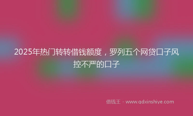 2025年热门转转借钱额度，罗列五个网贷口子风控不严的口子