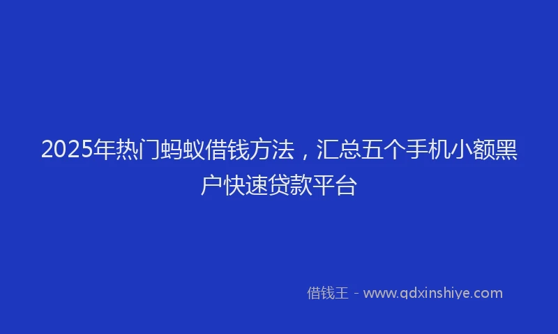 2025年热门蚂蚁借钱方法，汇总五个手机小额黑户快速贷款平台