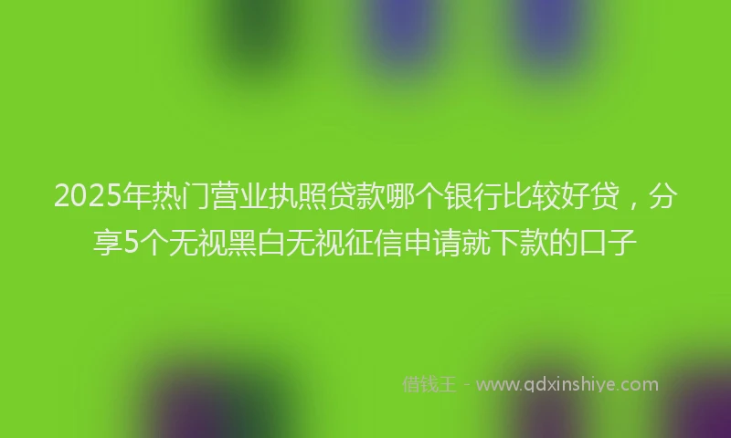 2025年热门营业执照贷款哪个银行比较好贷,分享5个无视黑白无视征信申请就下款的口子