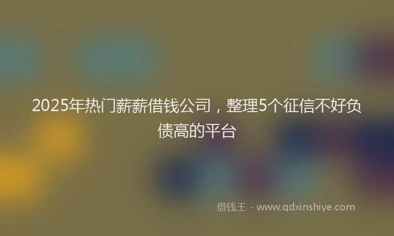 2025年热门薪薪借钱公司，整理5个征信不好负债高的平台