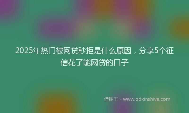 2025年热门被网贷秒拒是什么原因，分享5个征信花了能网贷的口子