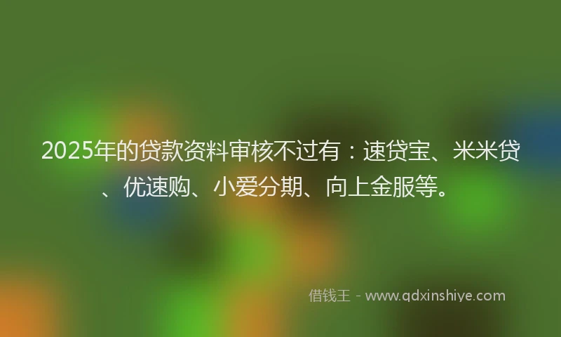 2025年的贷款资料审核不过有：速贷宝、米米贷、优速购、小爱分期、向上金服等。