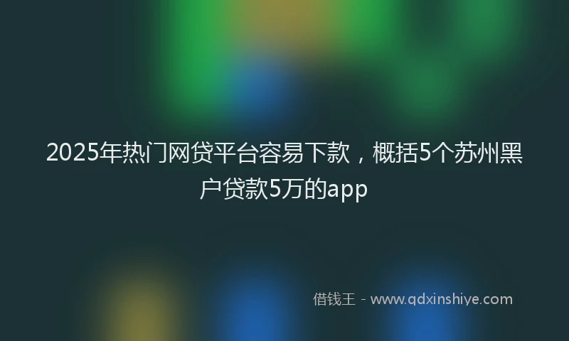 2025年热门网贷平台容易下款，概括5个苏州黑户贷款5万的app