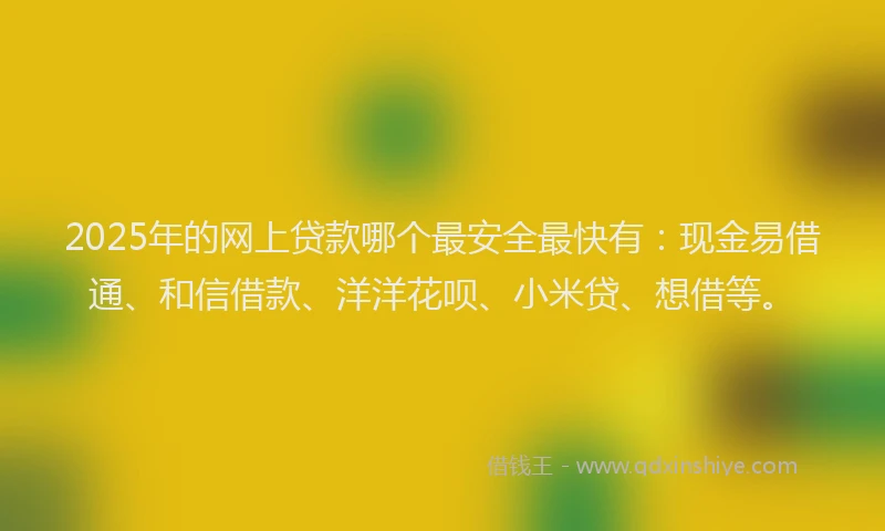 2025年的网上贷款哪个最安全最快有：现金易借通、和信借款、洋洋花呗、小米贷、想借等。