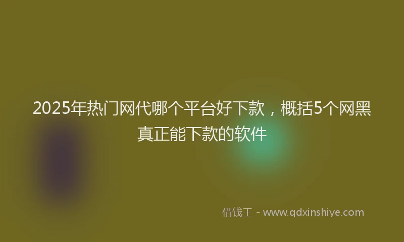 2025年热门网代哪个平台好下款，概括5个网黑真正能下款的软件