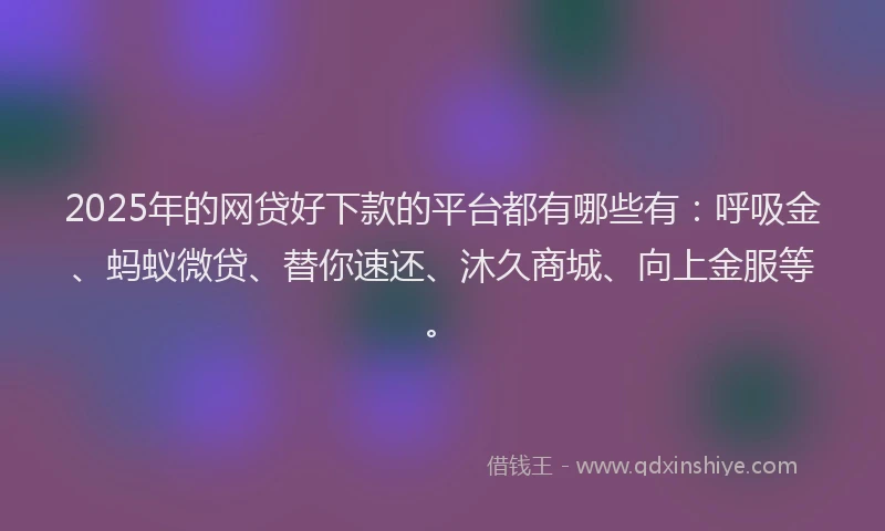 2025年的网贷好下款的平台都有哪些有：呼吸金、蚂蚁微贷、替你速还、沐久商城、向上金服等。